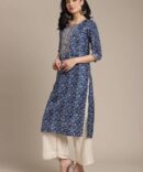 Blue Printed Straight Kurta