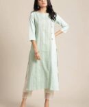 Green Cotton Straight Kurta