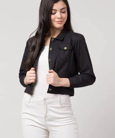 Casual Denim Jacket Black