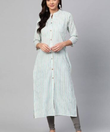 Cotton Stripe Straight Kurta