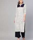 Cotton Off White Printed Kurta
