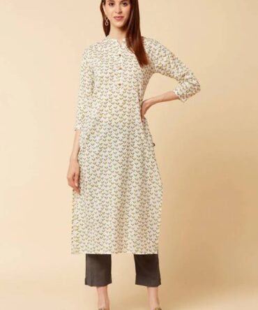 White Cotton Straight Kurta Top